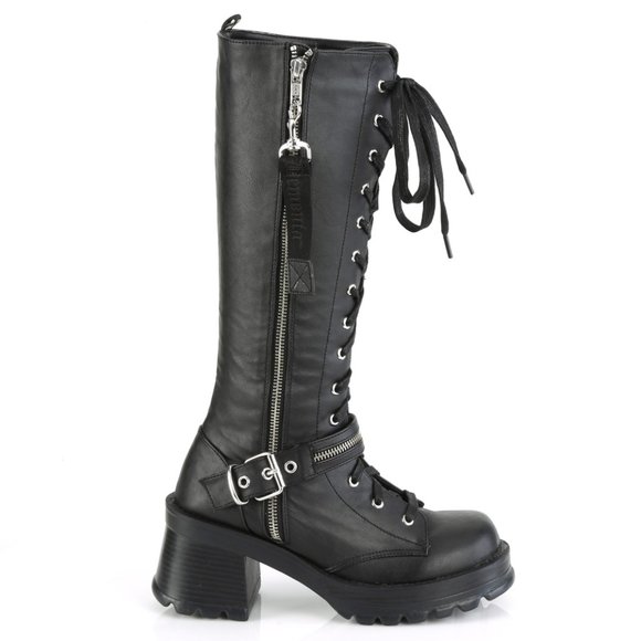 Platform Heel Gothic Lace Up Knee High Boots - Picture 1 of 5